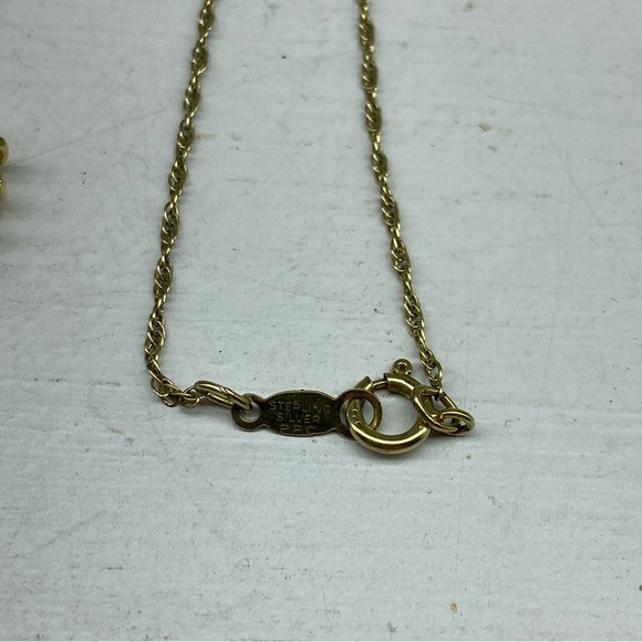 Gold Vermeil PPC 925 Sterling Heart Necklace With Synthetic Ruby And CZ Stones - Picture 4 of 10